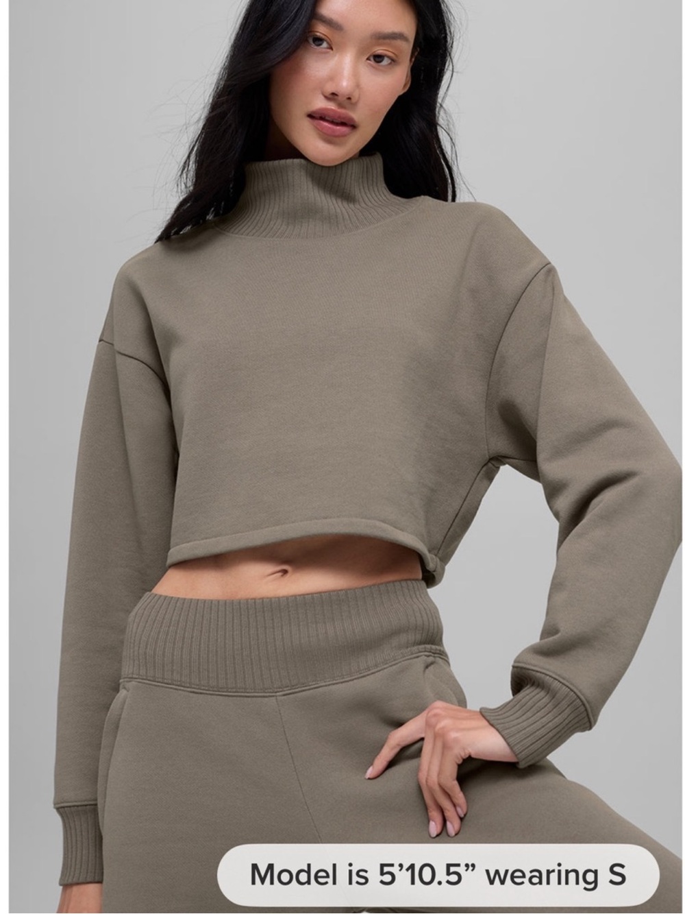Cropped Mock Neck Sweater -Mocha Taupe